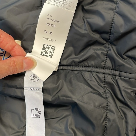 New Stone Island Logo Appliqued Wool Blend Hooded Jacket Blue Knit Sleeve Sz M - Picture 13 of 16